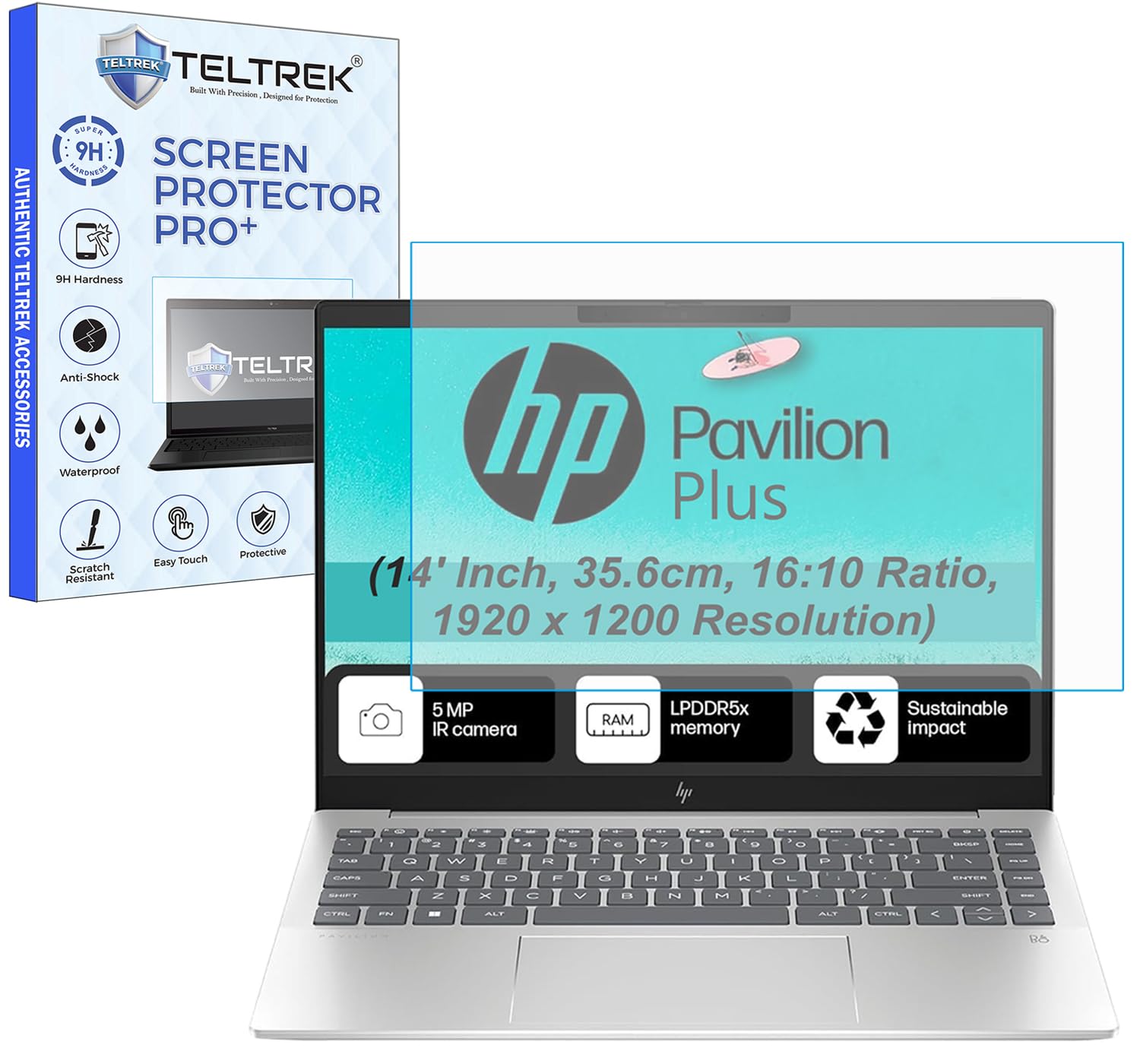 TELTREK ScreenGuard Compatible With HP Pavilion Plus & HP 14 (14" Inch, 35.6cm, 16:10 Ratio, 1920x1200 Resolution Laptop) Flexible Fiber 9H Hardness Screen Protector Not a Tempered Glass,