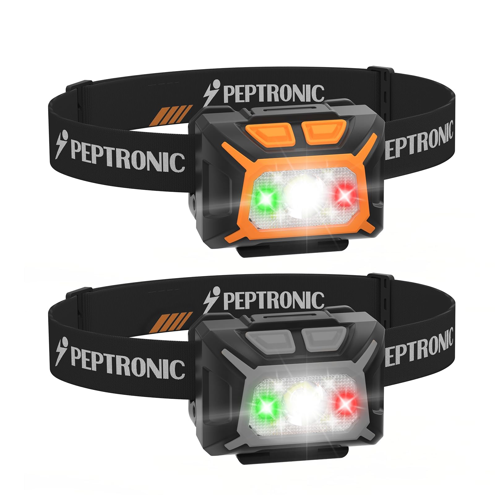 Camping-Stirnlampe, 2 Stück, LED, batteriebetrieben, dimmbar, Kopflampen mit verstellbarem Kopfband, IPX4, wasserdicht, 9 Modi, Rotes, weißes, grünes Licht für Wandern, Laufen, Radfahren