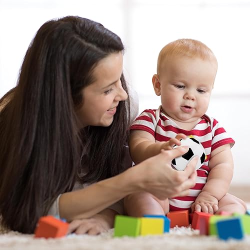 Miniatura 3 de June Garden My First Ball de fútbol de 2.5 pulgadas, juguete de sonajero de felpa para bebé, juguete deportivo suave y seguro para bebés y niñas