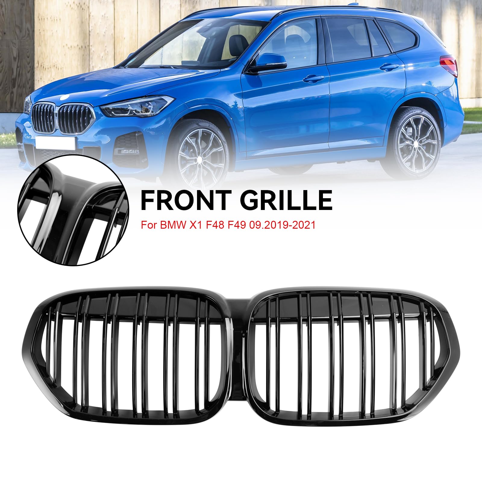 Front Kidney Grille Adatto per BMW X1 F48 F49 2019-2021 Dual Slat (No Logo)