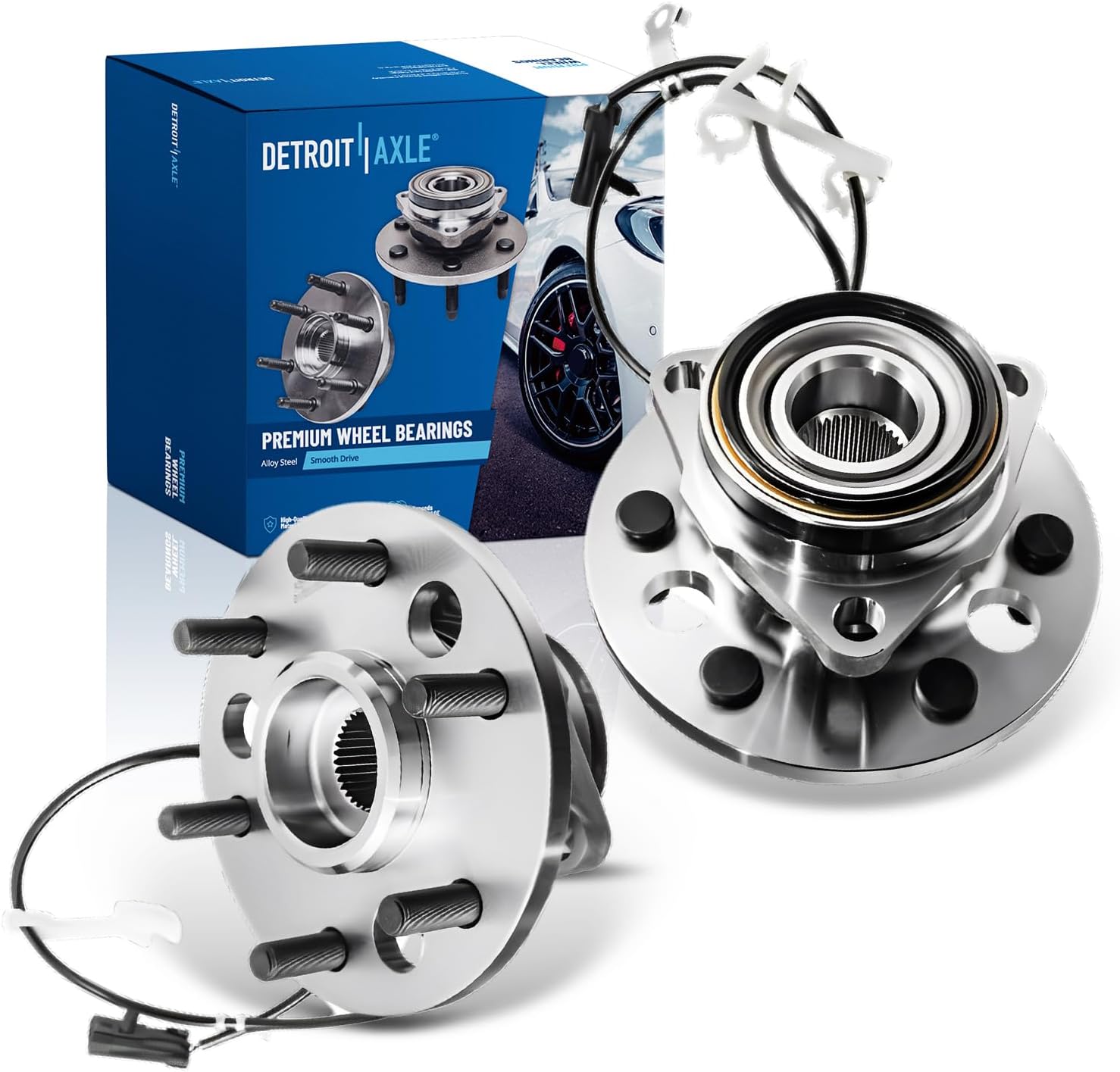 4WD Front Wheel Bearing Hubs for 1995 1996 1997 1998 1999 Chevy GMC K1500 K2500 Suburban Chevrolet Tahoe Yukon Cadillac Escalade Wheel Bearing and Hubs Assembly, Pair Hubs Replacement