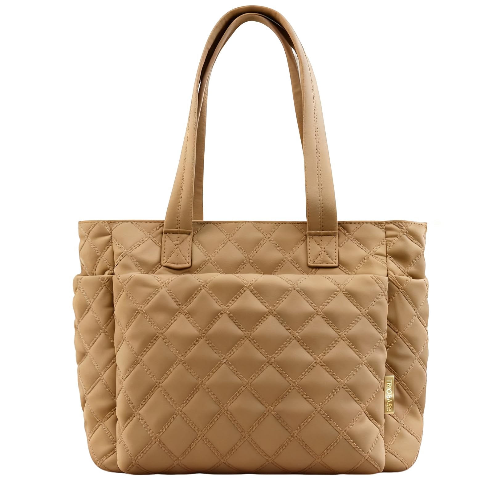 Tote Bag for Women Lightweight Quilted Handbag with Compartments Puffer Shoulder Bag with Zipper for Work Travel Gym