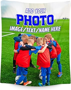 Custom Blanket with Picture, Personalized Blankets for Kids, Customized Team Gifts with Photo Text, Warm Flannel Throw for Women Men Team Player, 50"x60"