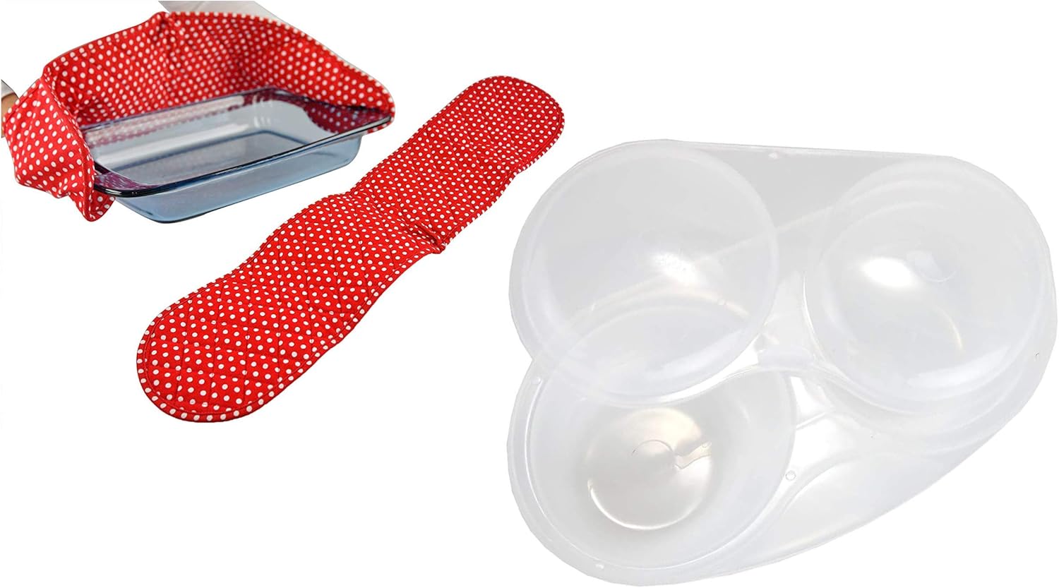 HomeX Red Polk Dot Double Oven Mitt for Cooking and