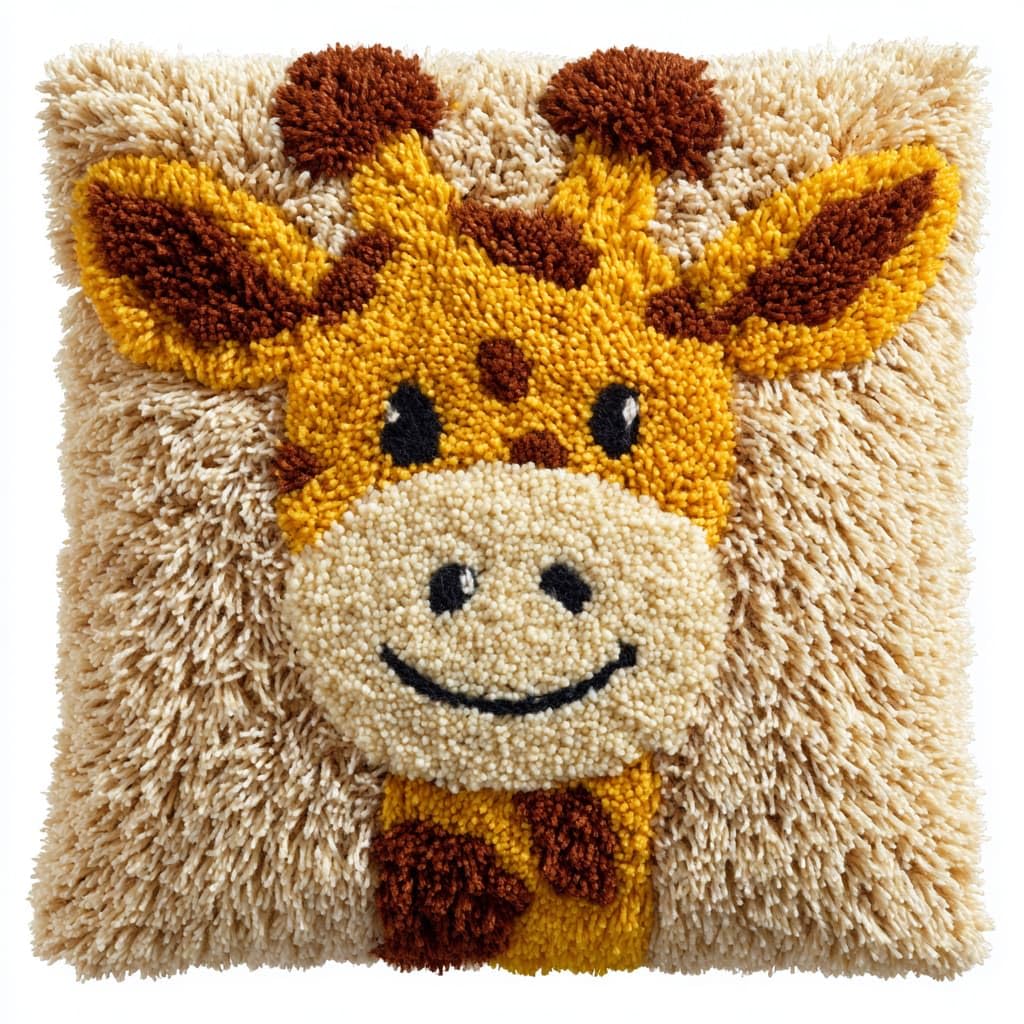 WallustrioaW Pre-Printed Latch Hook Pillow Cover Kit,Animal Giraffe