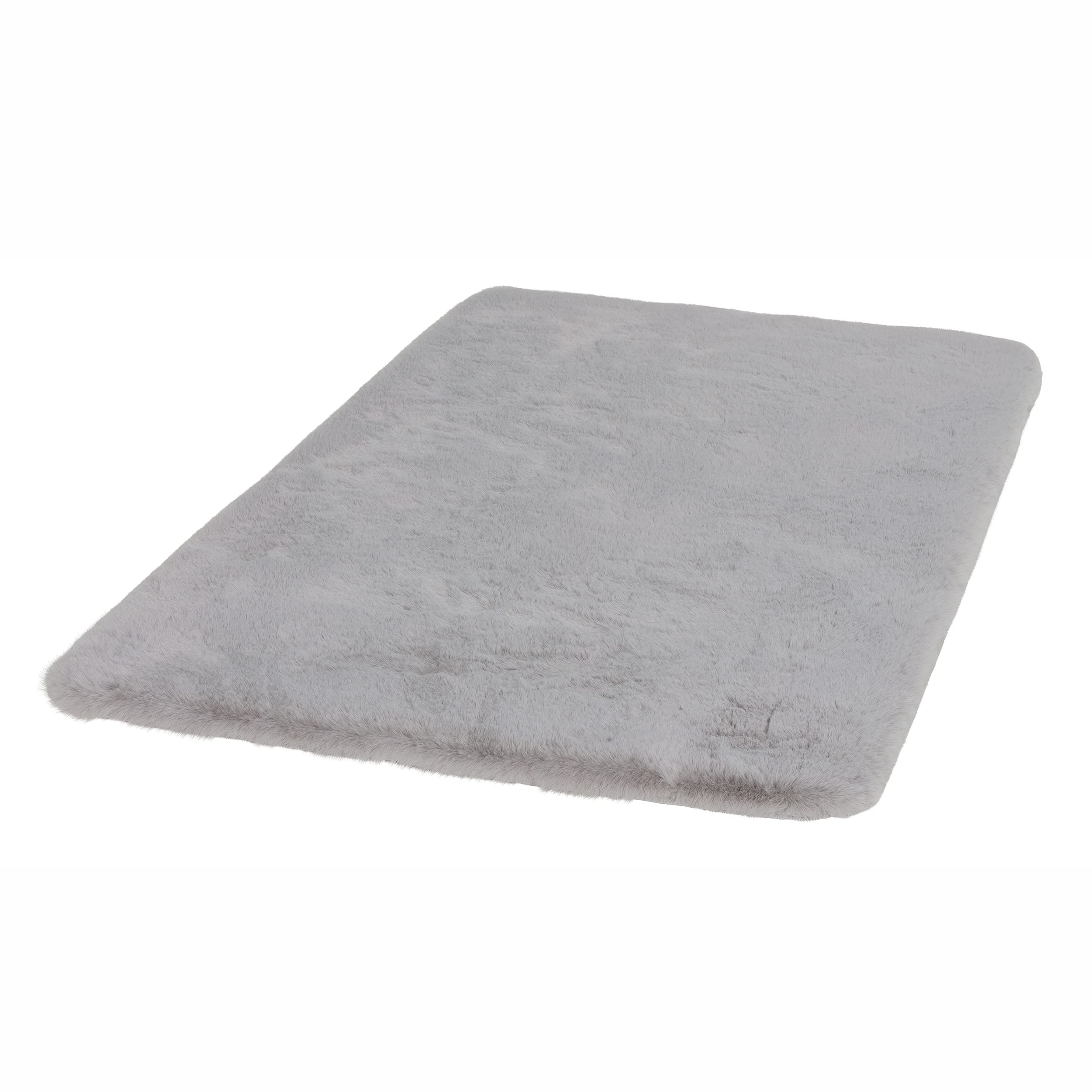 Schöner Wohnen Kollektion Badezimmerteppich 60 x 90 cm Silber – Sehr Flauschige Badematte – Badewannenmatte waschbar – Duschmatte rutschfest – Badezimmer Deko – Badematte weich