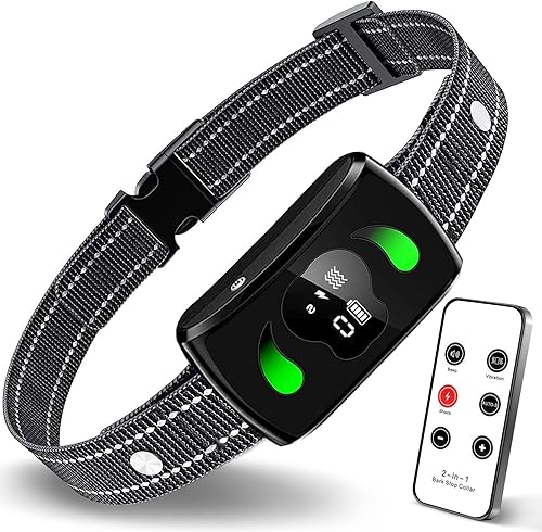 Collar antiladrido, collar de choque para perro con control remoto para perros de 10 a 120 libras con 3 modos de entrenamiento, IPX7, impermeable,