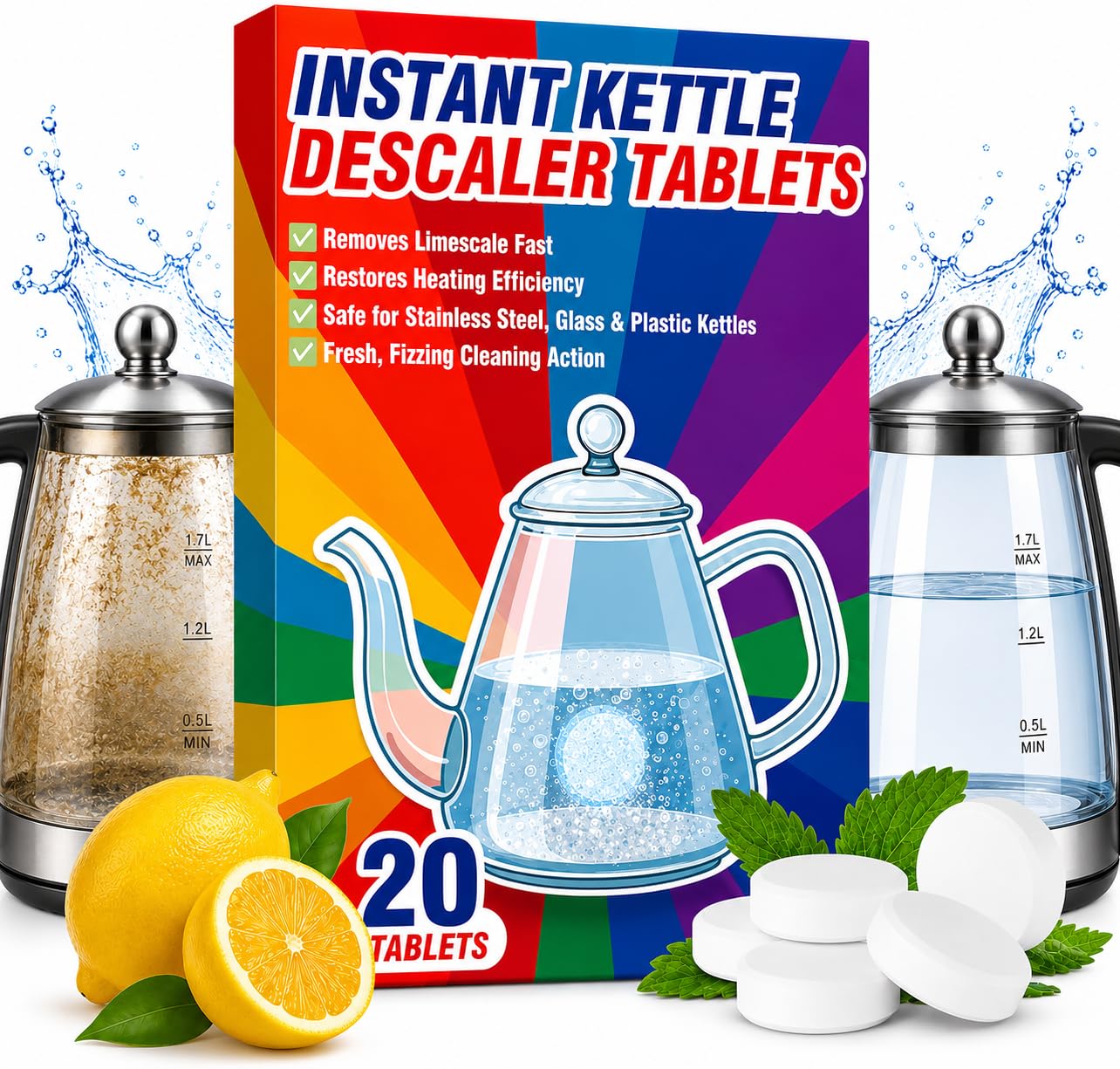 Photo 1 of Kettle Descaler Tablets, 20 Pack Citric Acid Cleaner for Electric Kettles