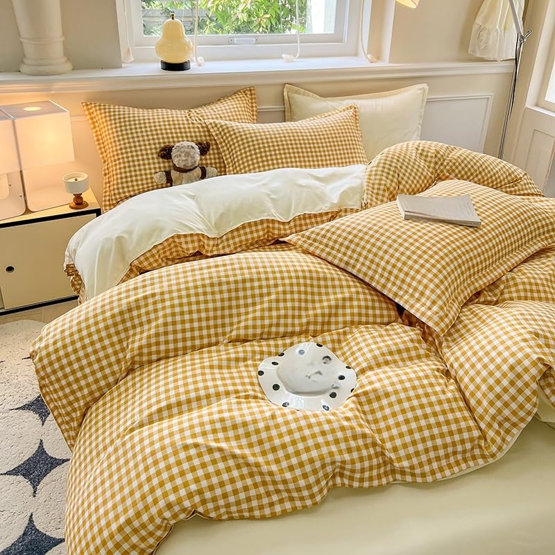 Housse de couette à carreaux géométriques modernes pour illuminer la décoration de votre chambre