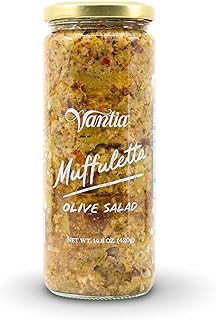 Vantia Muffuletta Olive Salad 14.8 oz | Chunky Olive Spread with Sweet, Tangy Flavors & a Kiss of Heat | Ideal for Sandwiches, Bruschetta & Salads