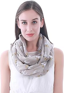 Lina & Lily Jack Russell Terrier Dog Print Infinity Scarf Lightweight, Gift for Dog Lover (Khaki)
