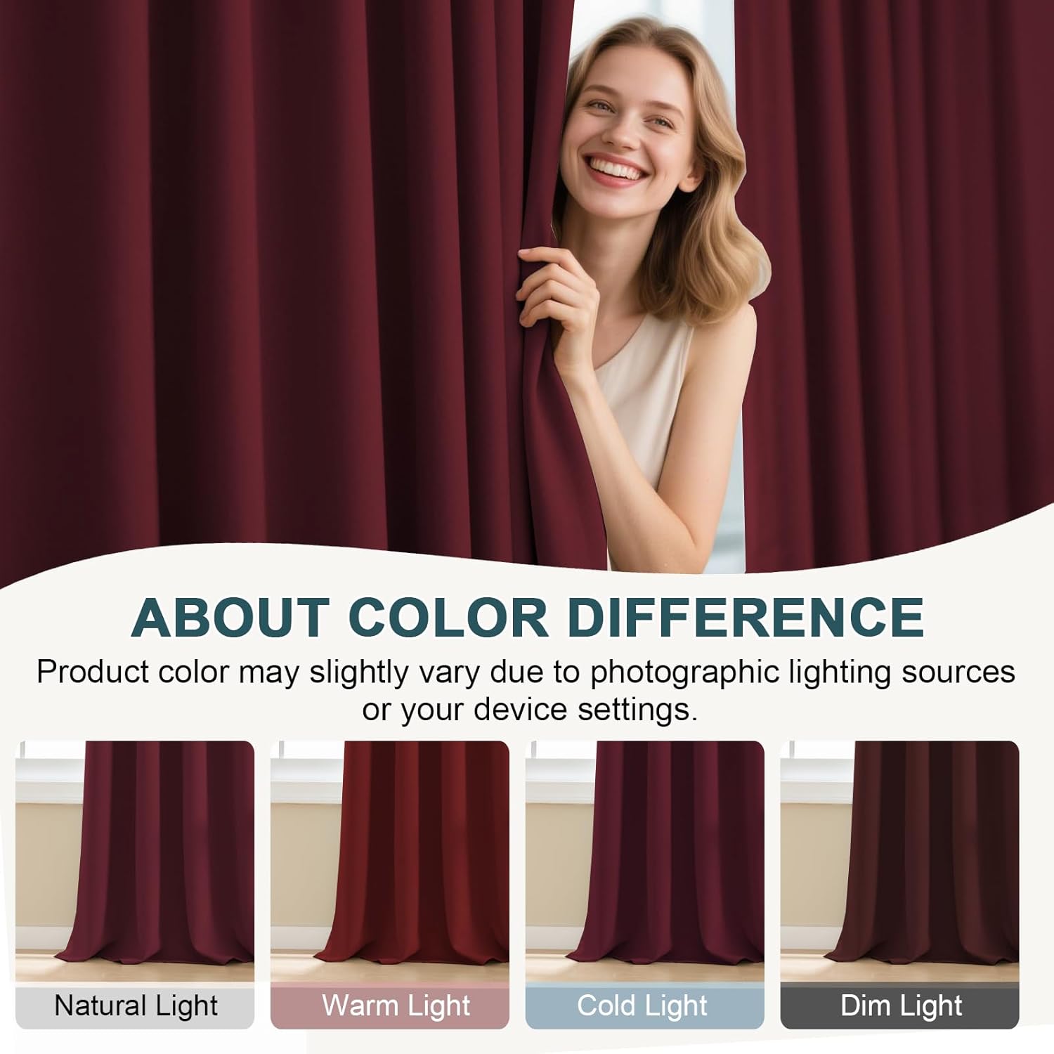 Turquoize Burgundy Blackout Curtains for Girls Room Curtain Back Tab/Rod Pocket Curtain Panels for Living Room Energy Efficient Window Treatment Drapes - 2 Panels - 52" W x 84" L - Burgundy