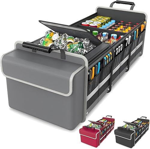 Miniatura 24 de Organizador de maletero para SUV y sedán, organizadores de coche y almacenamiento, impermeables, plegables y con correas ajustables, 70L de