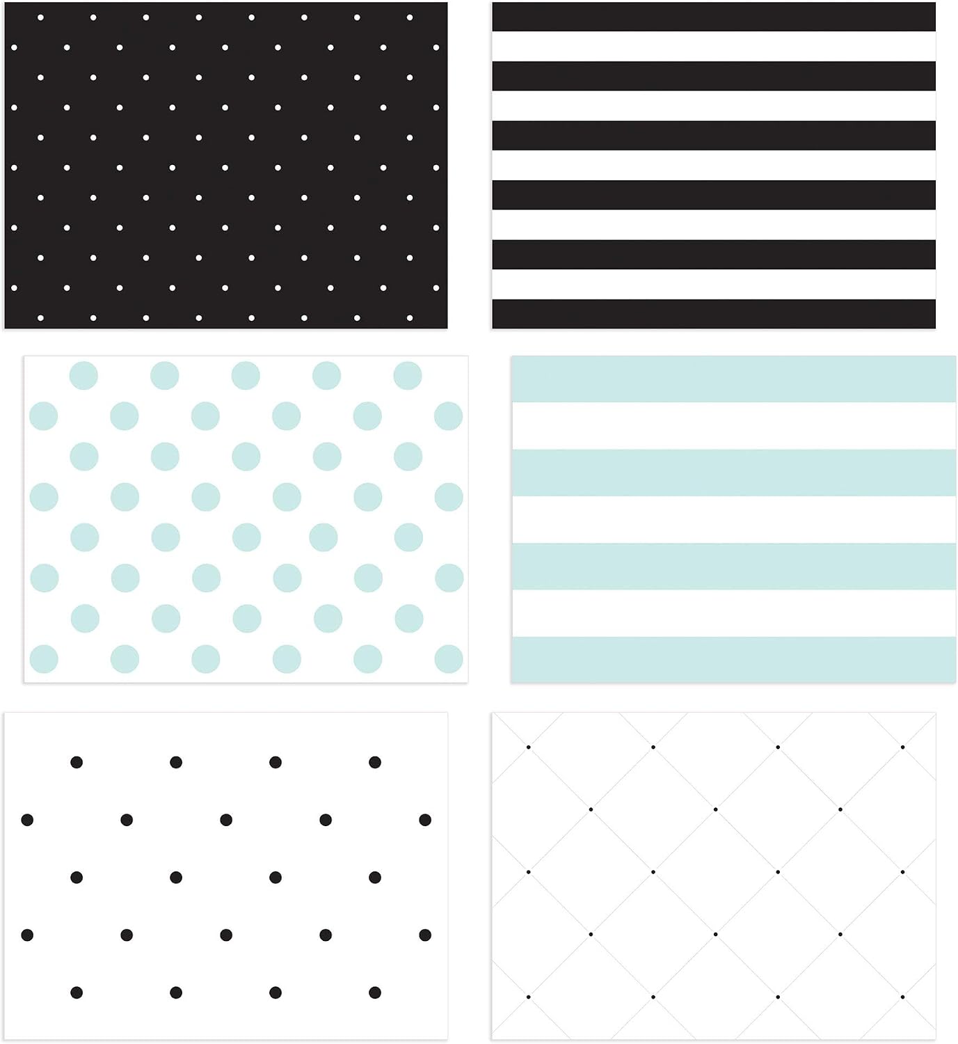 Luxye 36 Pack Blank Note Cards, All Occasion Polka Dot and Striped Designs, Greeting Card Bulk Box Set, Blue, Black and White Notecards, Blank Note Cards with Envelopes Included, 3.5 x 5 Inches