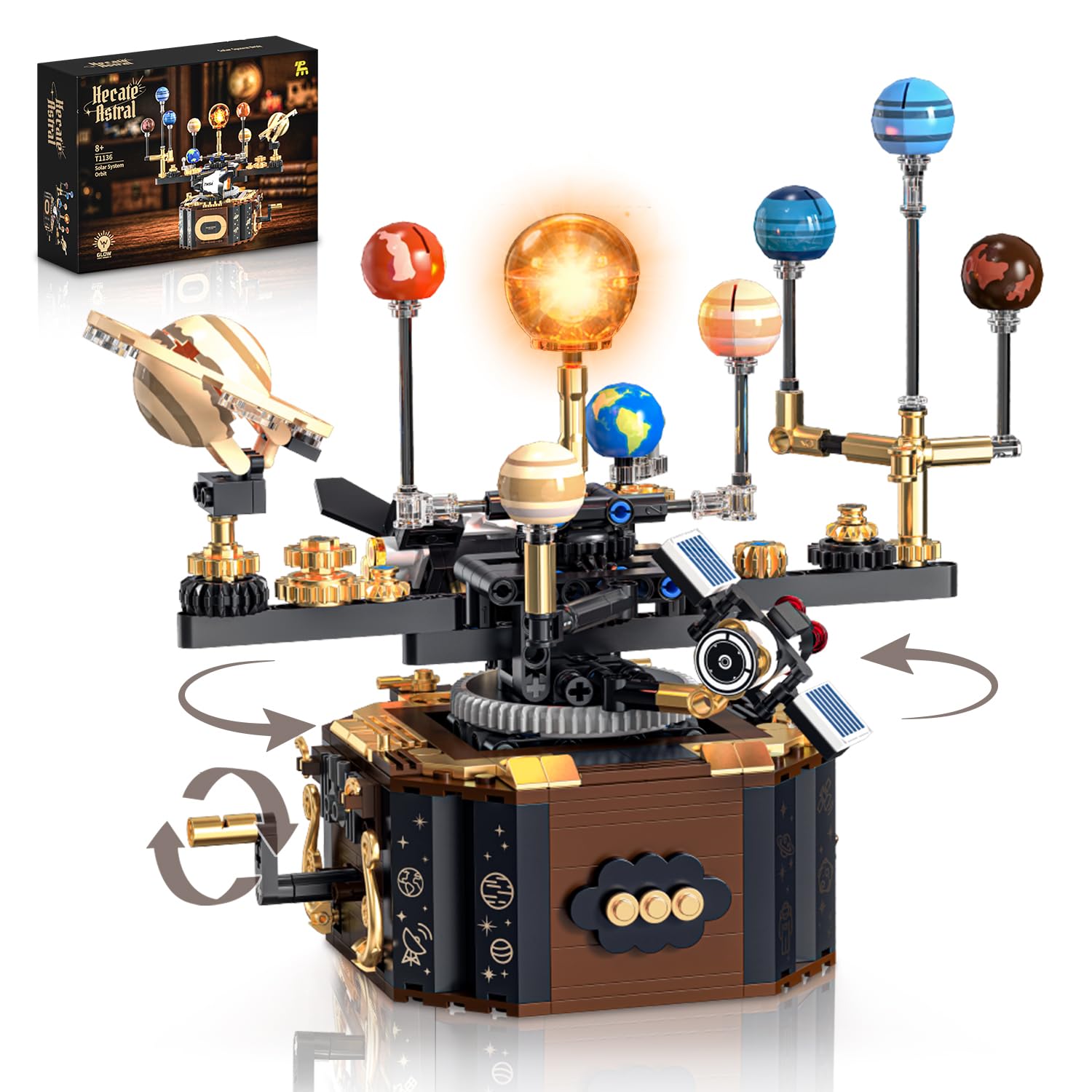 Gohero Solar System Building Set,Rotating with LED Sun for Kids 8+ | Space Solar System C…