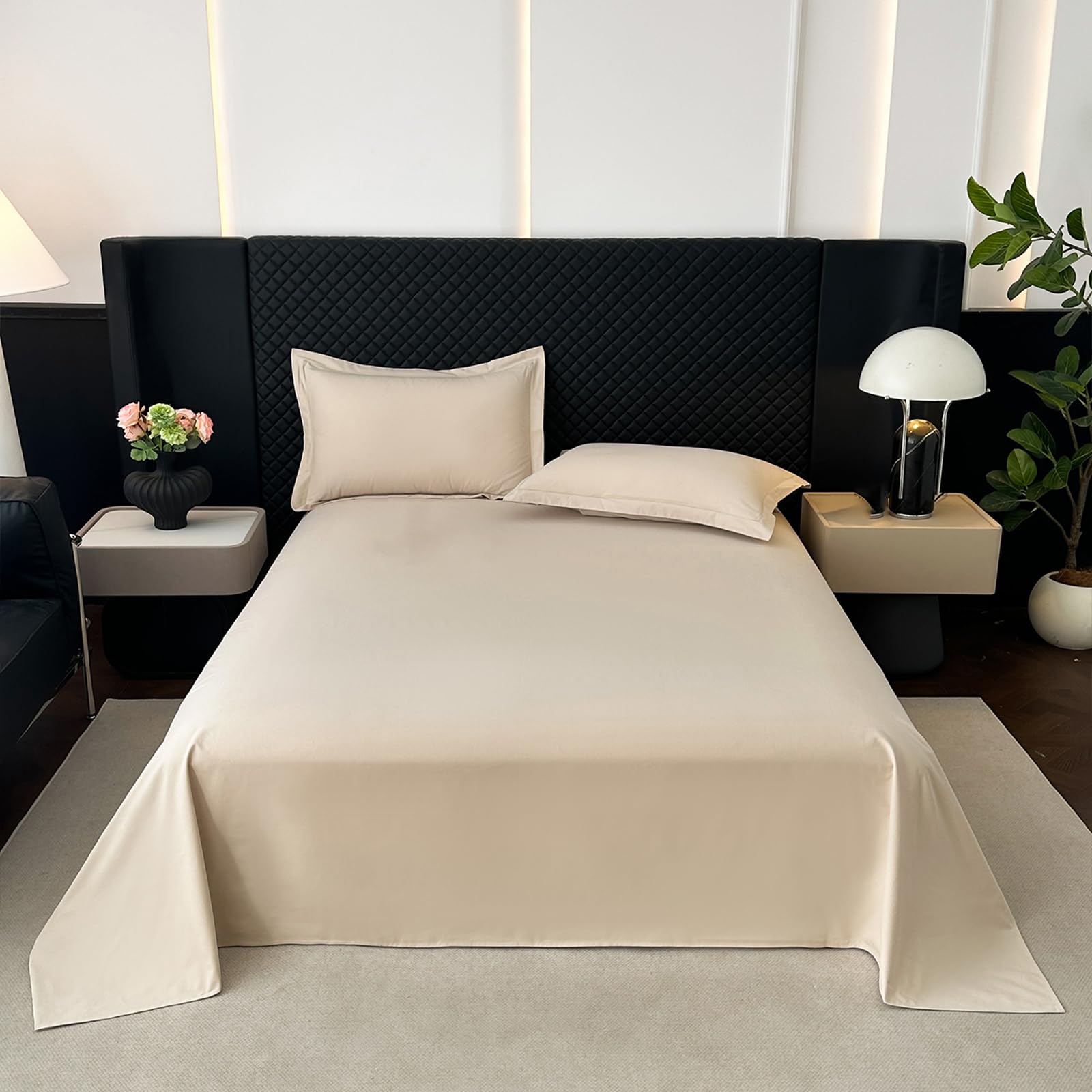Drap plat en coton de qualité supérieure 210x245cm coloris kaki uni