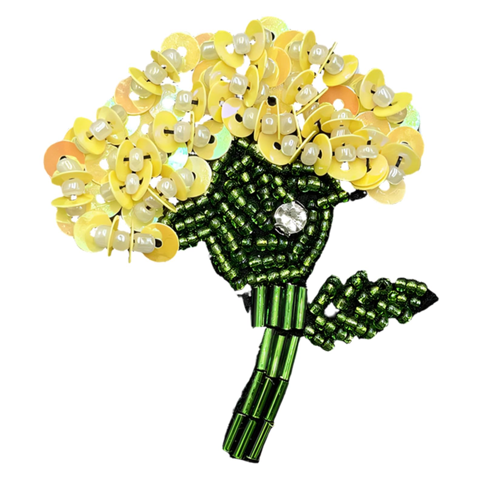 Zeiwohndc Yellow Beaded Flower Applique For Clothes Bags Hats, Hand Sew Embroidery Accent For Sewing Craft Decor And Costume Trim Beaded Flower Applique Floral Embroidery Accent Clothes Bags Hats Costume Trim Sewing