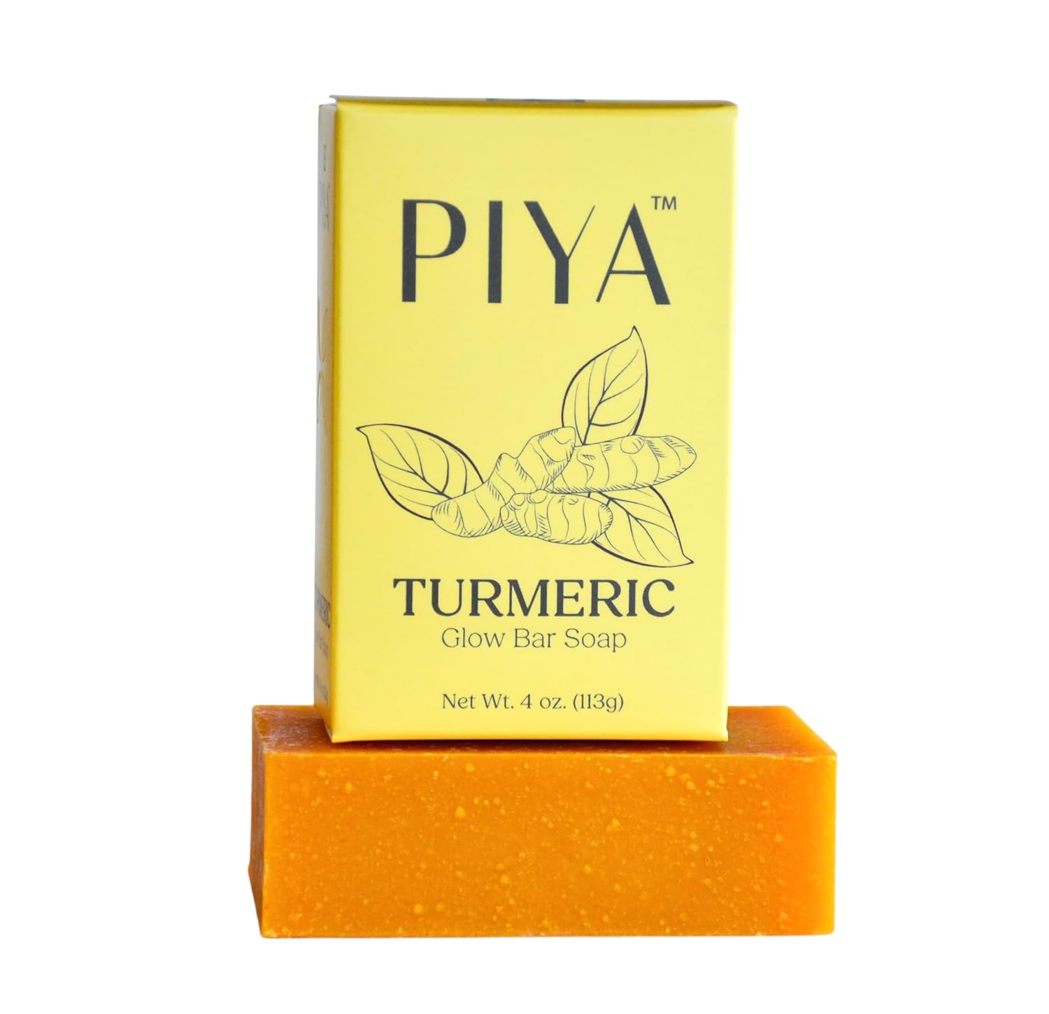 Piya Natural Soap Bar Set with Bamboo Soap Dish – Turmeric, Saffron, Neem & Tulsi (4 Pack) – Brightening & Clarifying Face and Body Cleansing Bars – Vegan, Made in USA