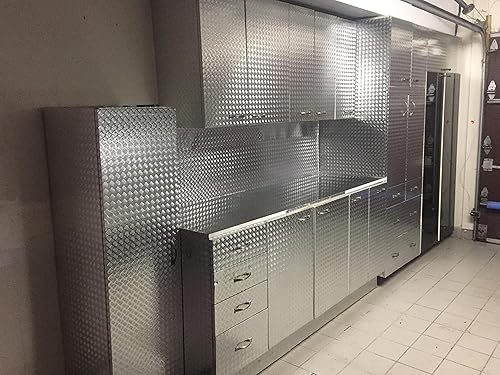 Miniatura 5 de Placa de diamante industrial con acabado cromado metálico, lámina inferior de vinilo, rollo adhesivo para estantes, paredes y pisos (plata, 17.8