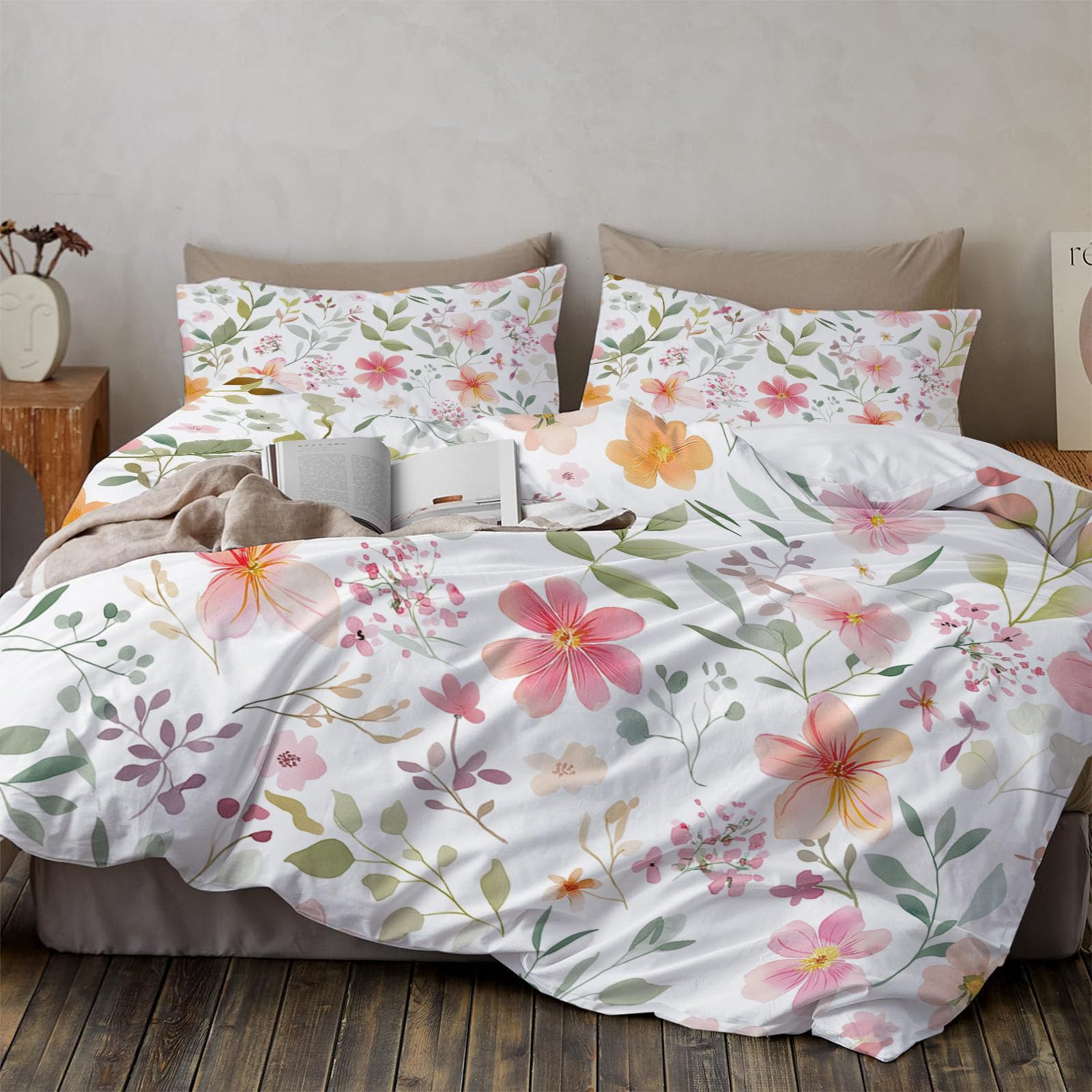 Housse couette 220x240 anti-plis en microfibre pour lit 2 personnes sans repassage