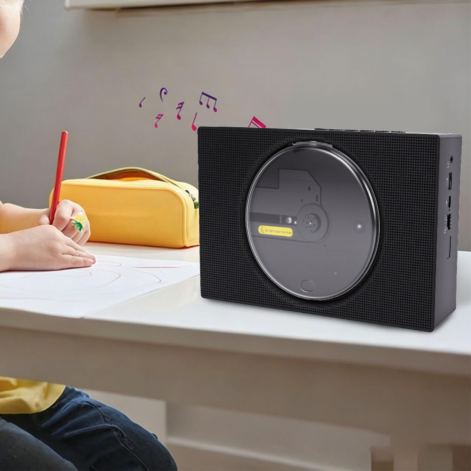 Reproductor de CD Portátil Bluetooth 5.0, Altavoces Integrados USB AUX Radio FM con Batería de 4000 MAh para Viajes a Casa (Enchufe de la UE)