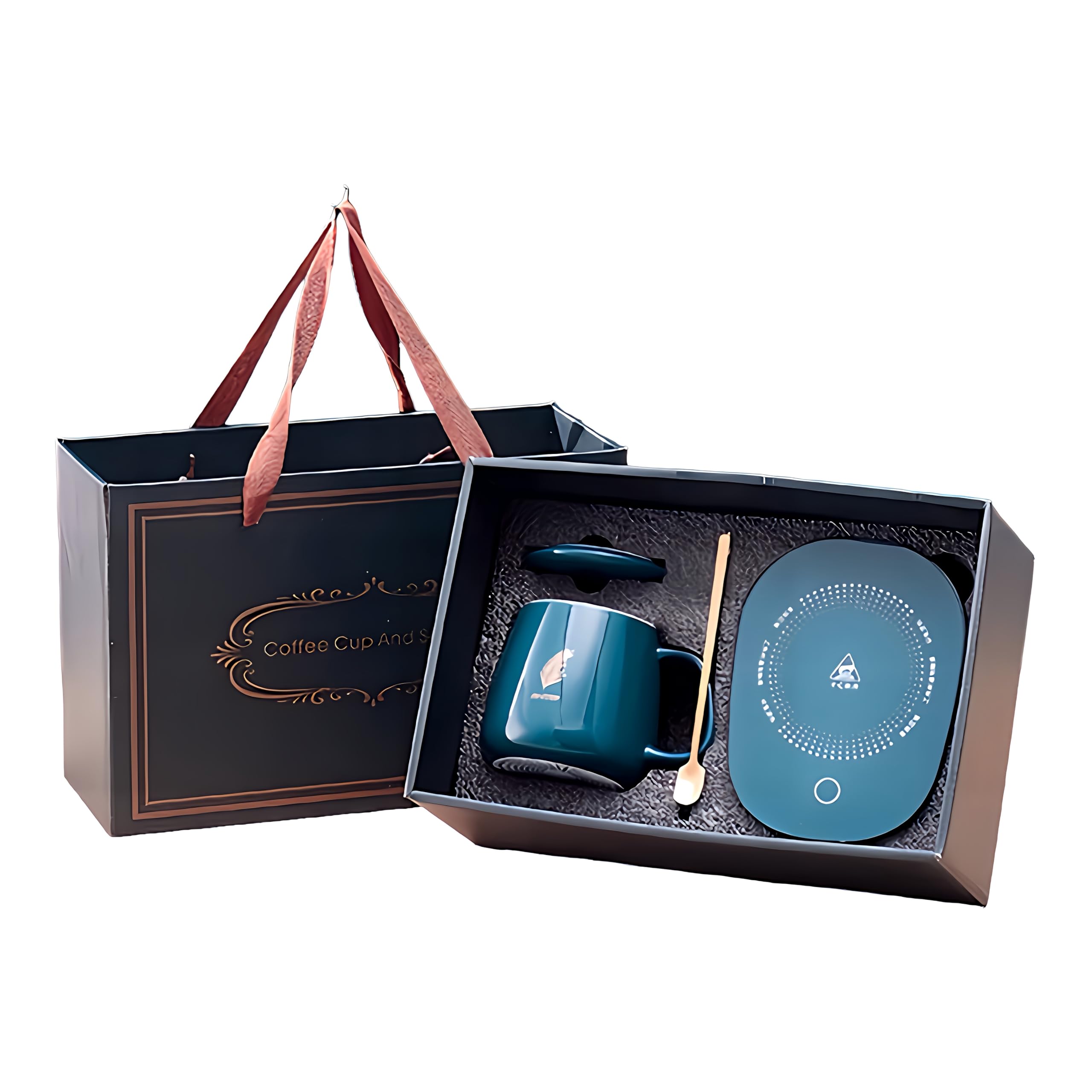 Green Smart Beverage Coffee Tea/Mug Warmer (Ceramic) with Cup Warmer Set with Gravity Sensing Auto Shut Off Heating Plate for Home Office Hostel Kitchen Conference Room - Milk Tea Christmas/New Year