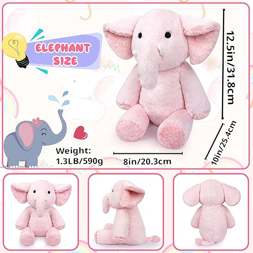 Miniatura 3 de 1.3lbs Weighted Elephant Stuffed Animal, 17inch Pink Elephant Weighted Stuffed Animal Soft Pink Stuffed Elephant Plush Hug Pillow for Kids, Boys and
