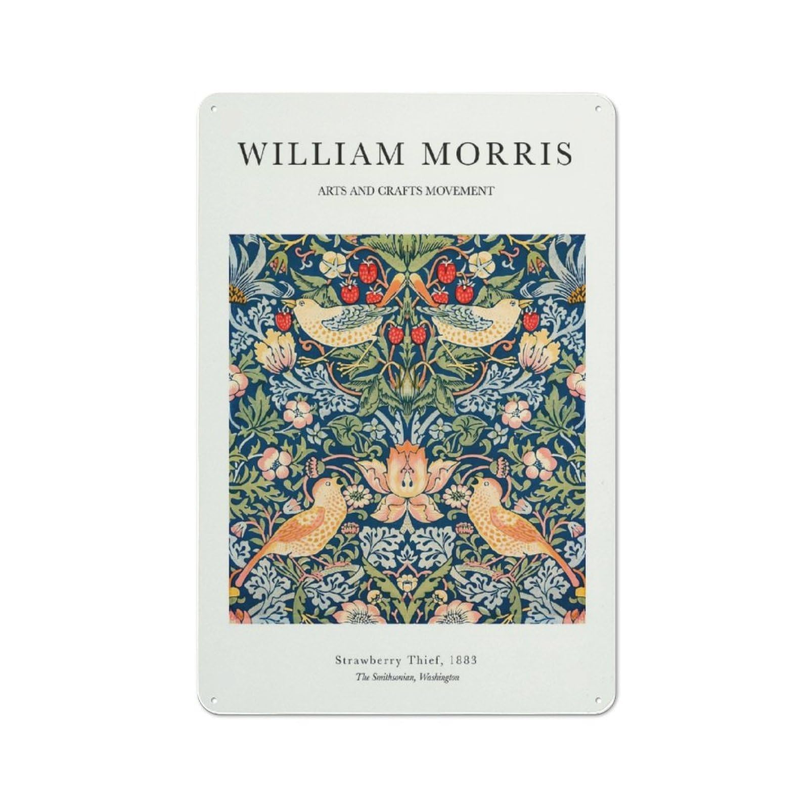 Junmoney Style-13 William Morris Strawberry Rustic Printed Metal Sign 30X20cm For Garage Or Workshop, For Garage, Workshop And Man Cave Decoration