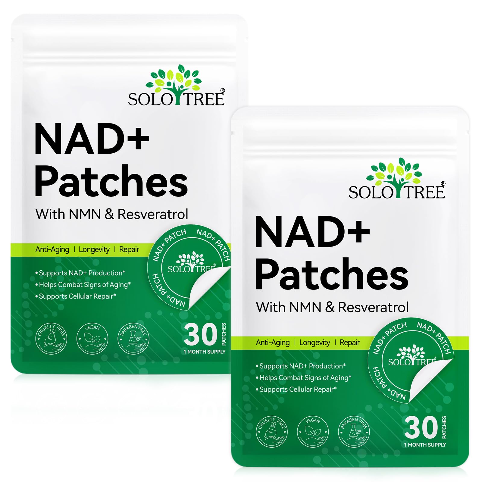 Patch NAD+ 30 pezzi – Cerotti anti-invecchiamento per la pelle al resveratrolo, patch di aumento energetico di 8 ore con NAC e CoQ10, supplemento NAD transdermico per il rinnovamento cellulare (60P)