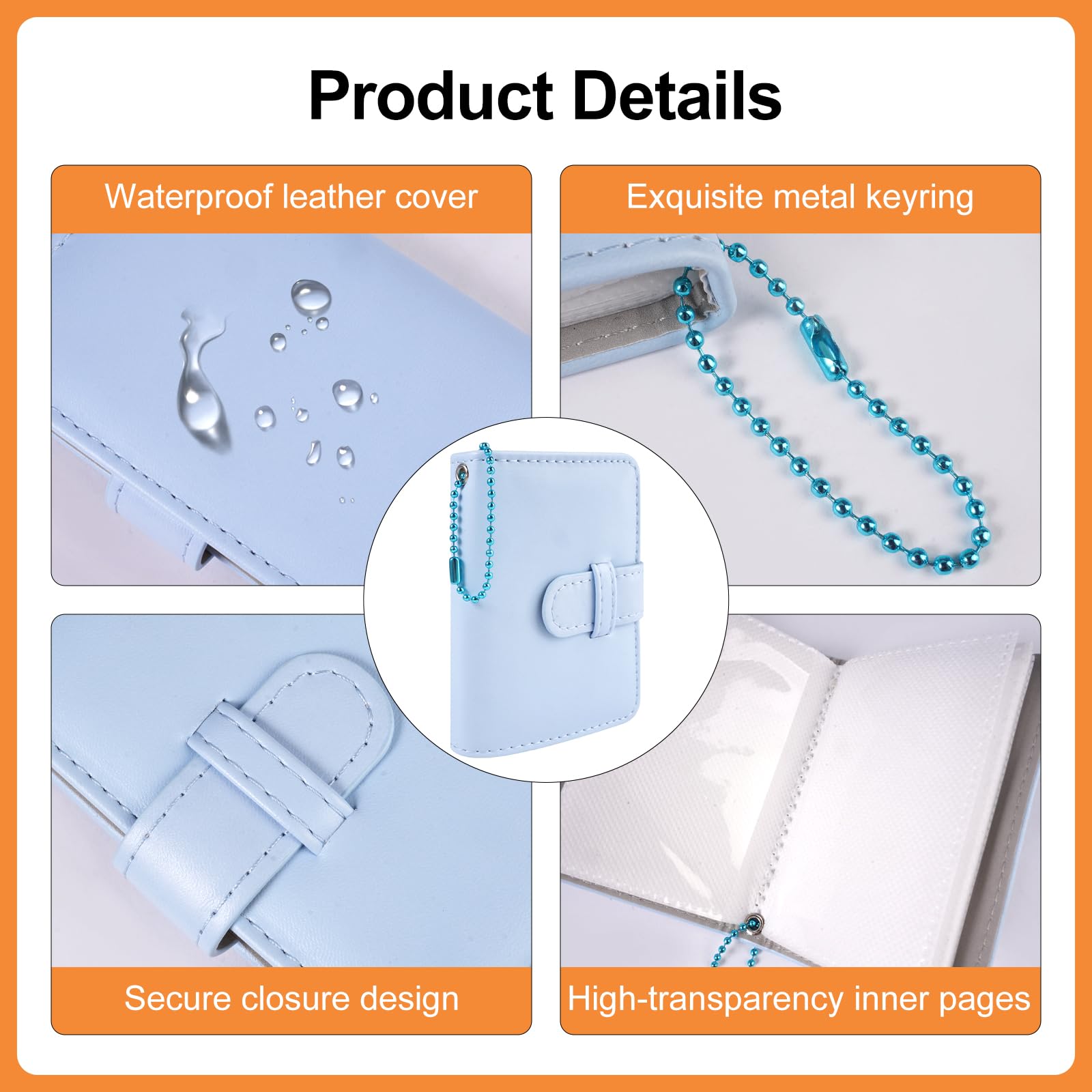 Album Photo Instax Mini pour Film 3 Pouces, 32 Pochettes Mini Album Photo Compatible avec Fujifilm Instax Mini 7/7s/8/9/11/12/40/SE/90/99/Liplay/EVO, Polaroid Pic-Snap 300, Kpop Photocard (Bleu) - 4