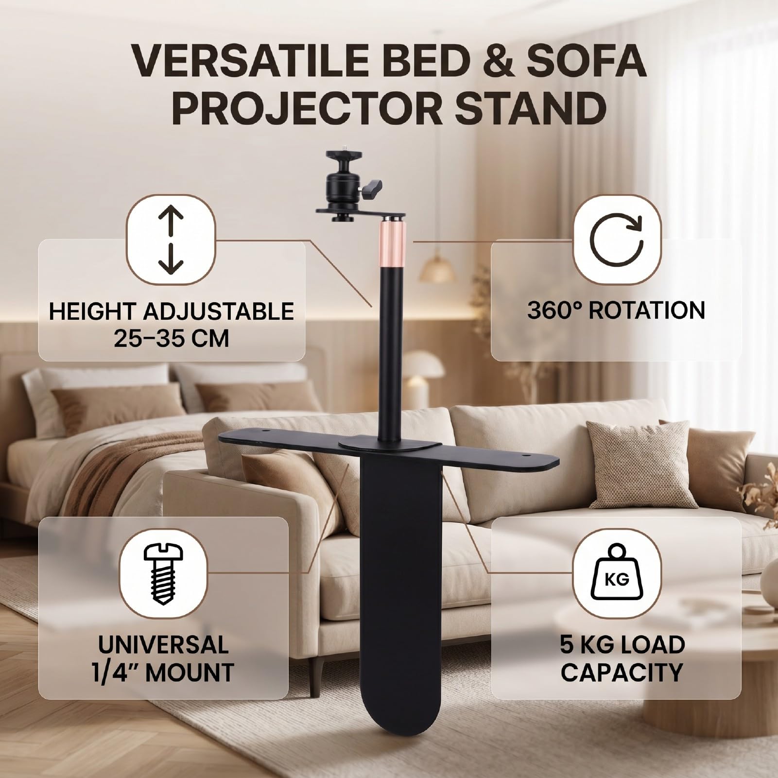 Ausla Stojak Pod Projektor do łóżka, 25-35 Cm Regulowany, Stal Węglowa