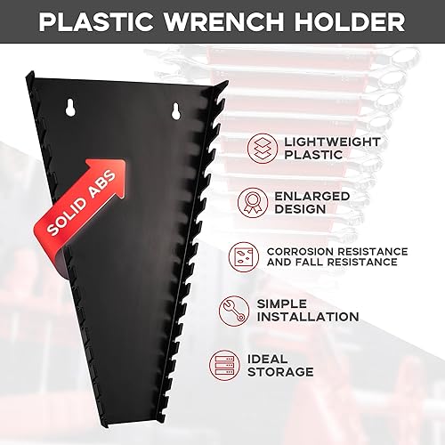 Miniatura 2 de Organizador de llaves de plástico, soporte de llaves de alta densidad, estantes grandes para pared y caja de herramientas, 32 ranuras para SAE y