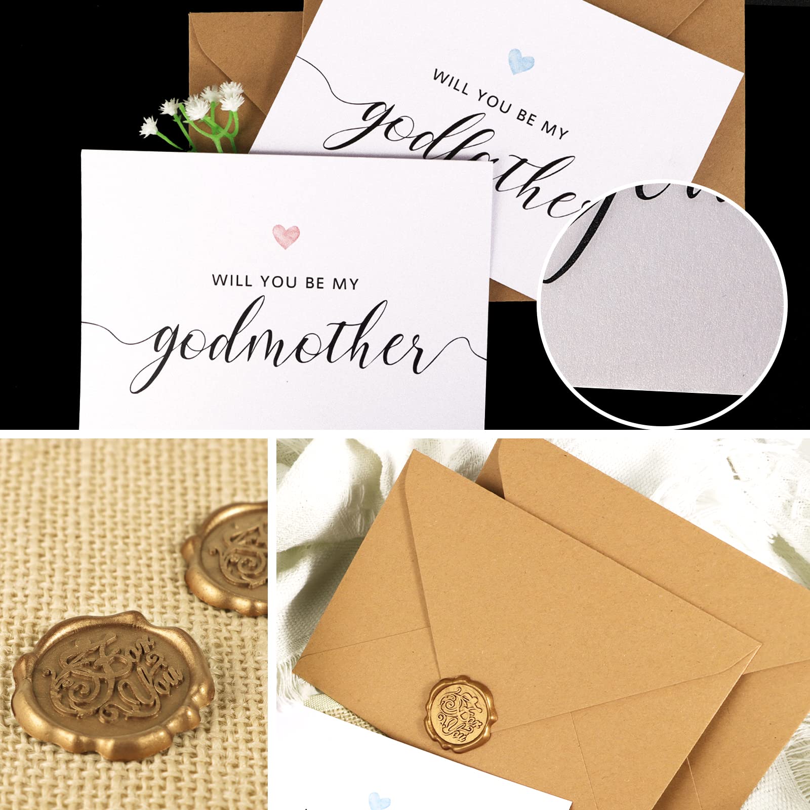 Will you be my Godmother and Godfather Cards with Envelope and Wax Seal  Stickers Godparent Godmother Godfather Proposal Cards A6 Size – BigaMart, image size:1600x1600