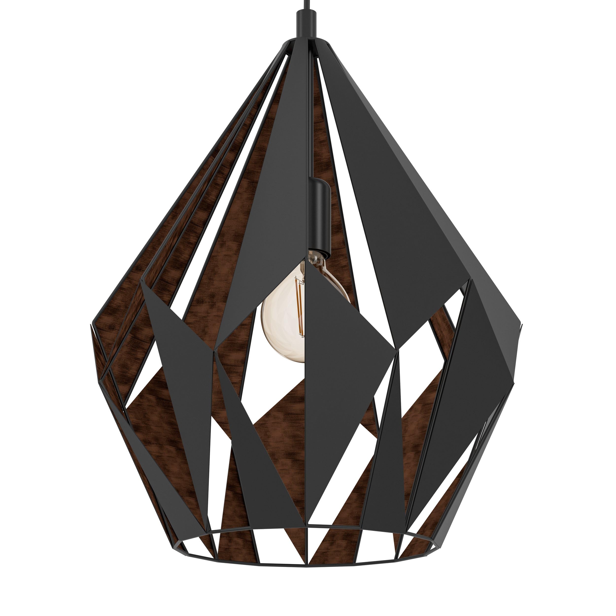 Eglo lampada a sospensione Carlton 1, lampada a sospensione a uno punto | luce vintage, lampada a sospensione retrò in acciaio, nero, rame, attacco E27, diametro di 38,5 cm
