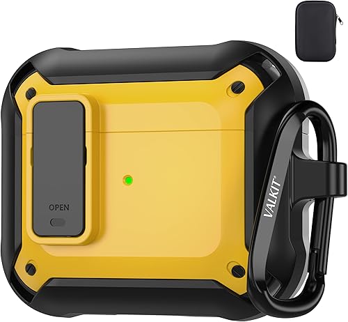 Valkit Funda para Airpods de tercera generación con cerradura, funda militar para AirPods 3 con llavero para hombres y mujeres, carcasa rígida a