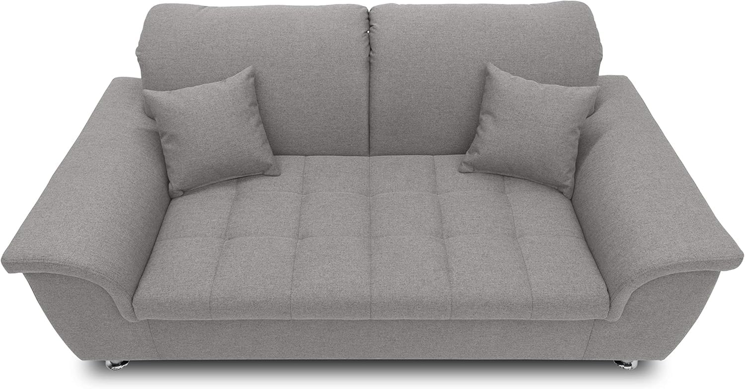DOMO. collection Sofa Franzi, 2, 5-Sitzer Couch, 2, 5er Garnitur mit Nackenfunktion, Polstergarnitur 210 x 105 x 81 cm (BxTxH), grau