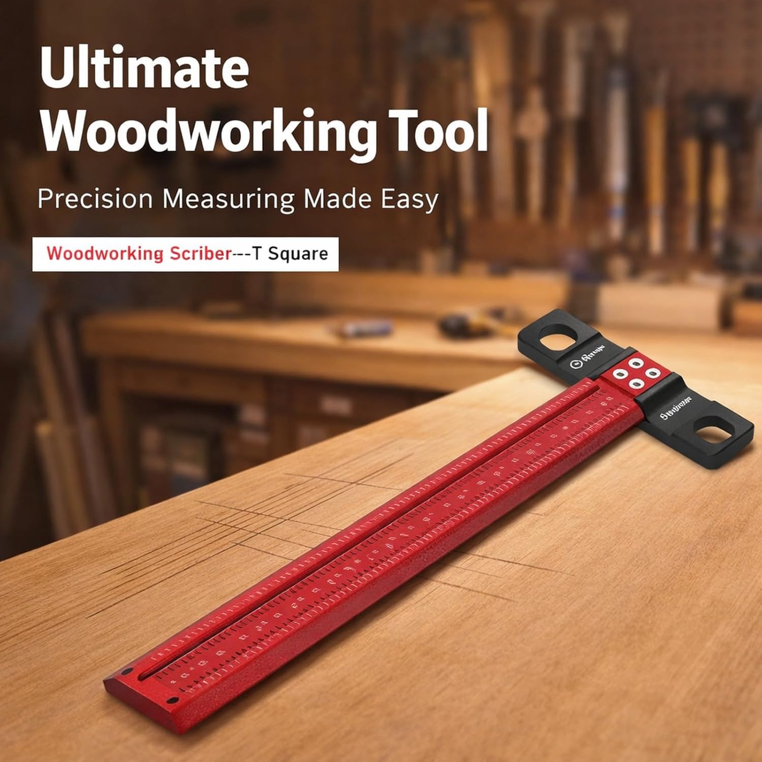 Woodworking Scriber Ruler Aluminum Alloy, Durable Metric Measuring Tool, 24 Inch, 45 Degree Angle - Precise Marking, Easy Layout, Ideal for Carpentry and Timber Framing