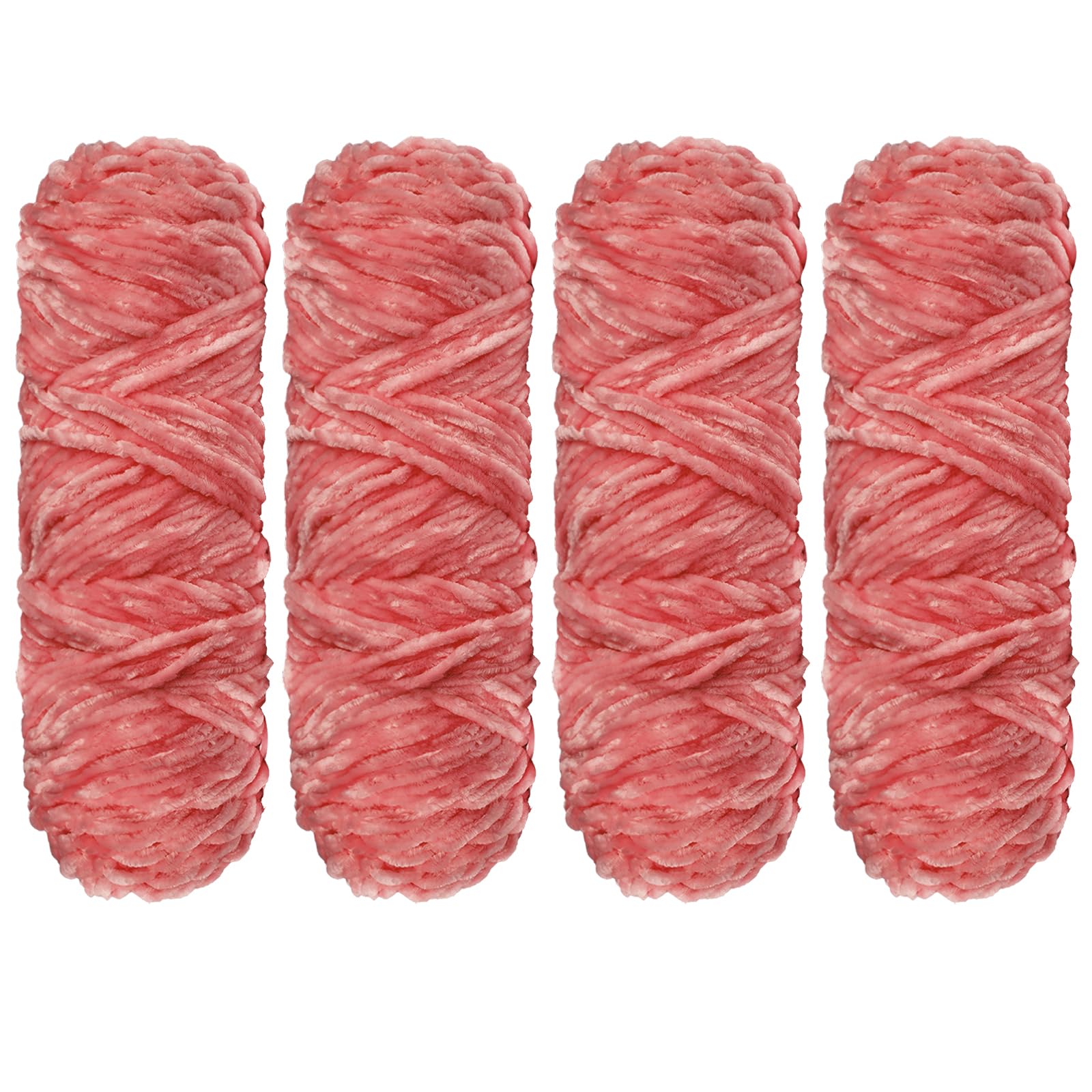 Crochet Yarn Chunky Yarn for Crochet Chunky Wool for Knitting 100g Balls x 4 Chenille Yarn Wool for Crochet Kits for Beginners Adults for Handmade Crafts Hats Blankets Scarves(Navy Pink