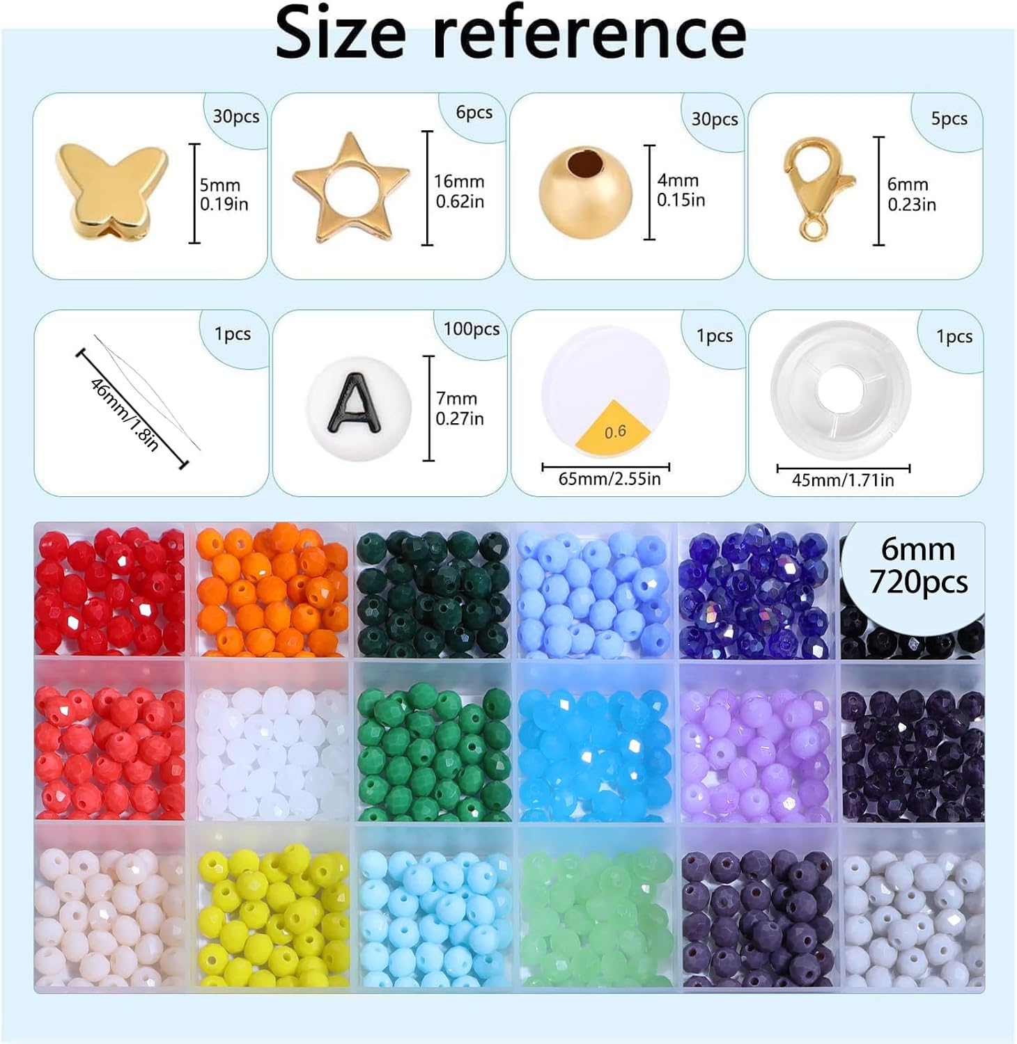 900Pcs 6mm Faceted Beads for Jewelry Making Crystal Faceted Jewelry Bead for Friendship Bracelet Making Kit Craft Christmas Beads with Charms