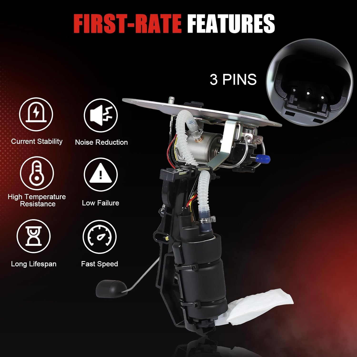 Fuel Pump Assembly Compatible With 2005 Harley-Davidson FLHRSI Road King Custom Only Fit for 05 Model with Black Harness On The Top Plate, Replace OE# 75227-04A
