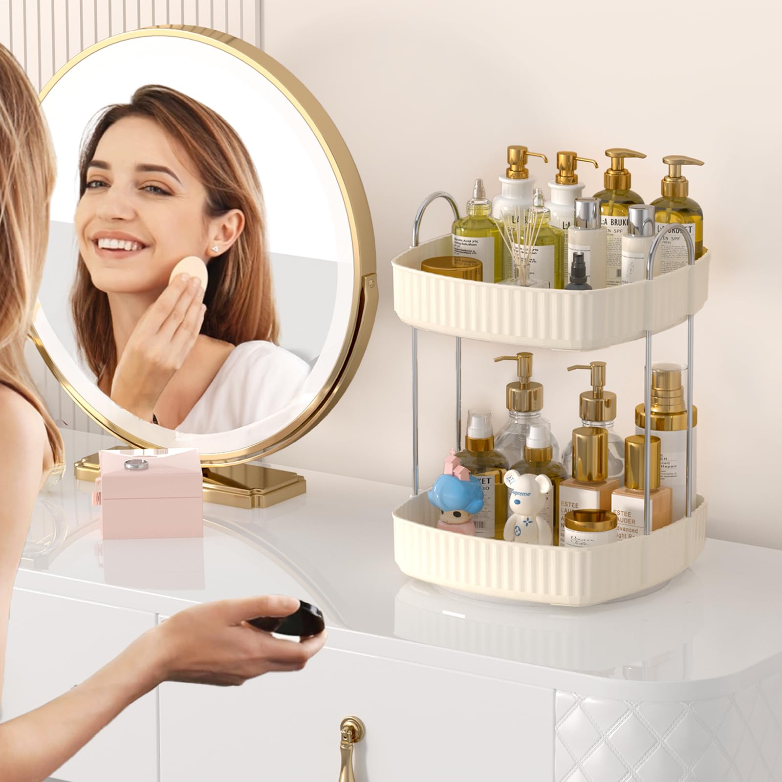 Organizer Rotante 360° Per Trucco - Vassoio Girevole Trasparente, Per Vanità, Bagno O Cucina, 28x28 Cm - Foto 9