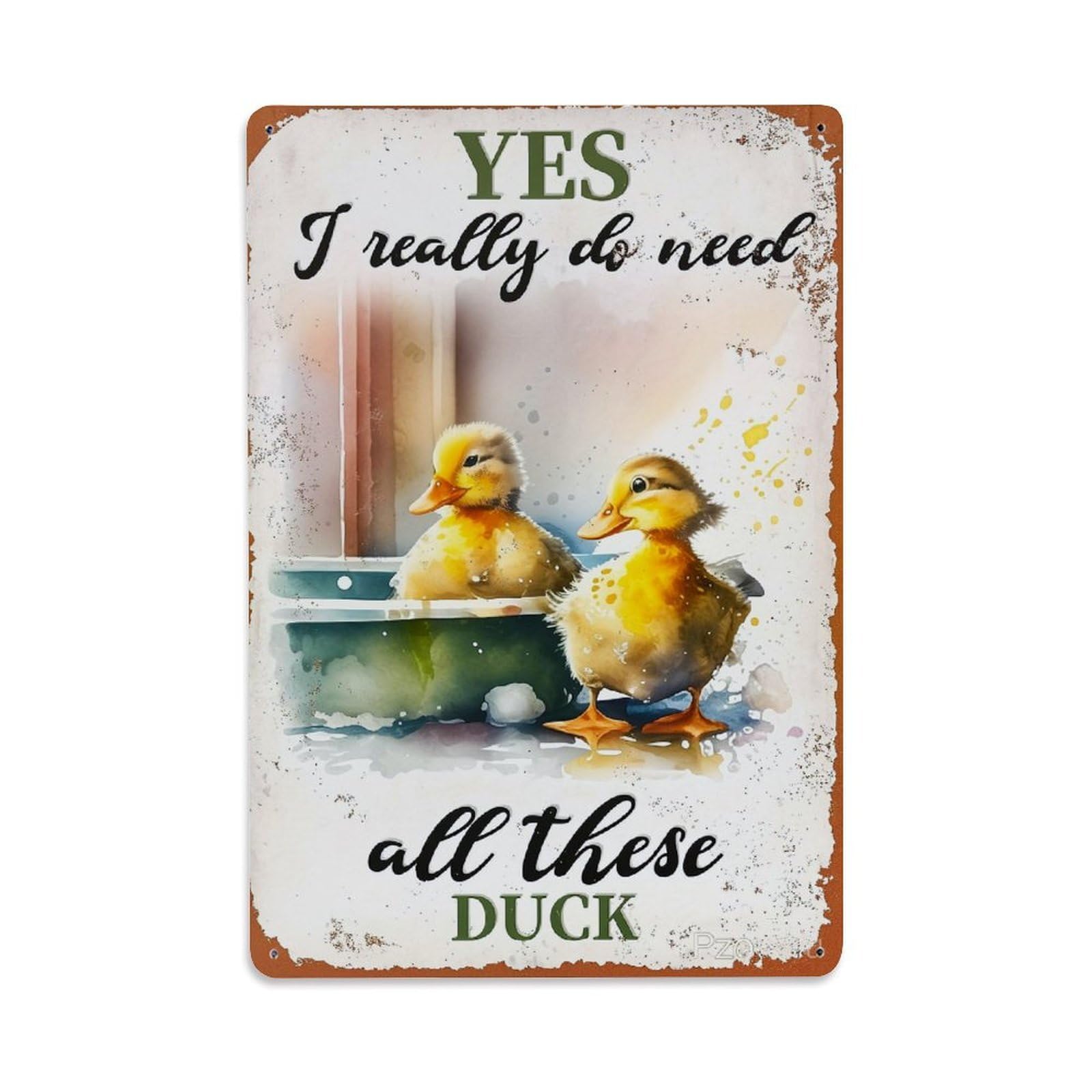 Jdyaojiesheng Vintage Duck Bathing Scene Art Print Tin Sign Retro Metal Wall Decor Metal Poster, Home Bar Garage Farmhouse Cafe Wall Art Decoration 8X12inches