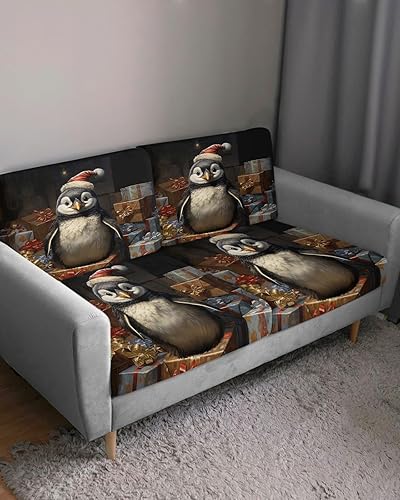Miniatura 3 de Fundas de cojín elásticas para sofá de pingüino navideño, seccionalindividualLT, funda protectora para sofá con parte inferior elástica, tamaño S