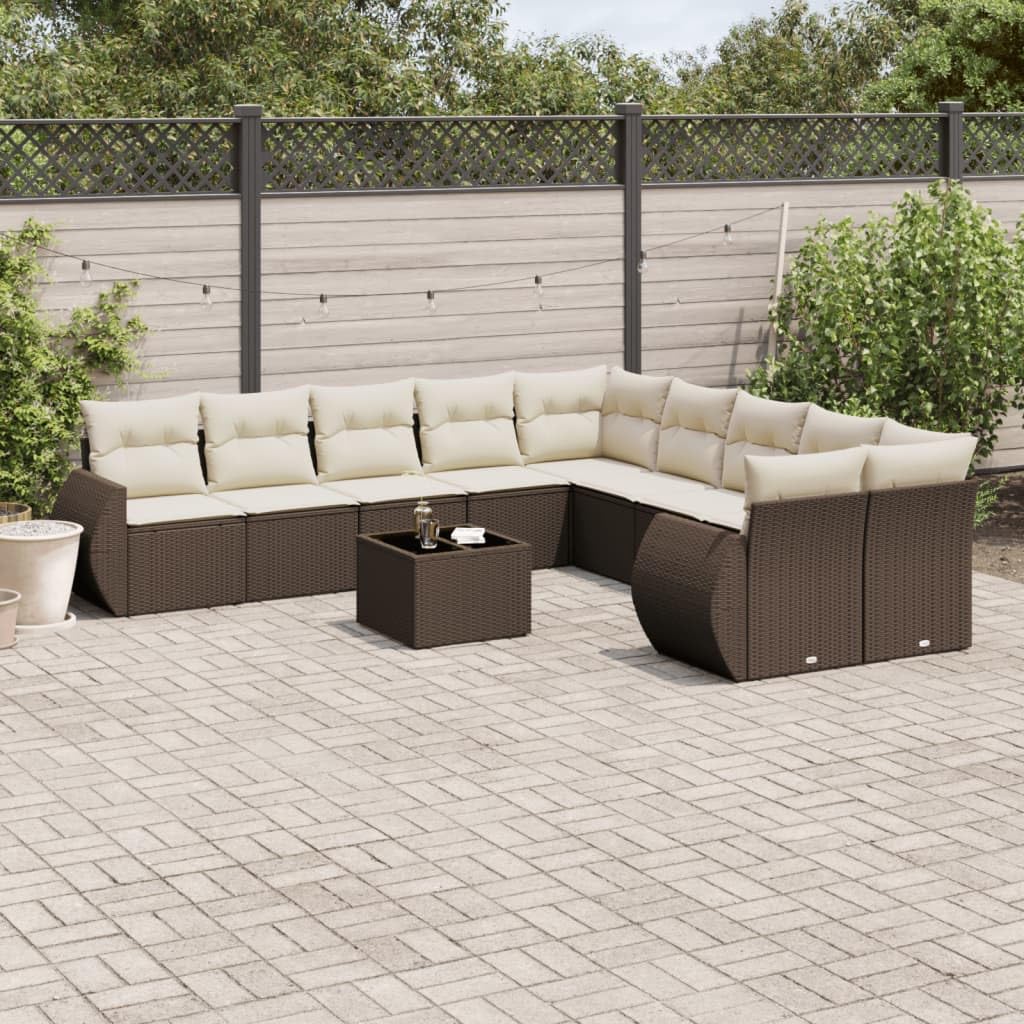 Zestaw rattanowy PE na taras patio brązowy 93.2 cm