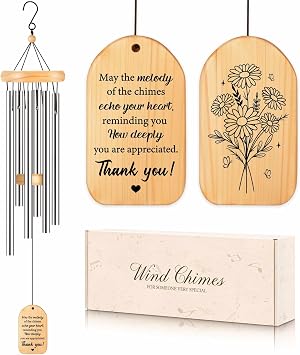 Thank You Gifts for Women Men, Thank You Wind Chimes, Appreciation Gifts for Coworkers, Mentor, Pastor, Friends, Nurse, Doctor, Thanksigving Present, 25.5 inch