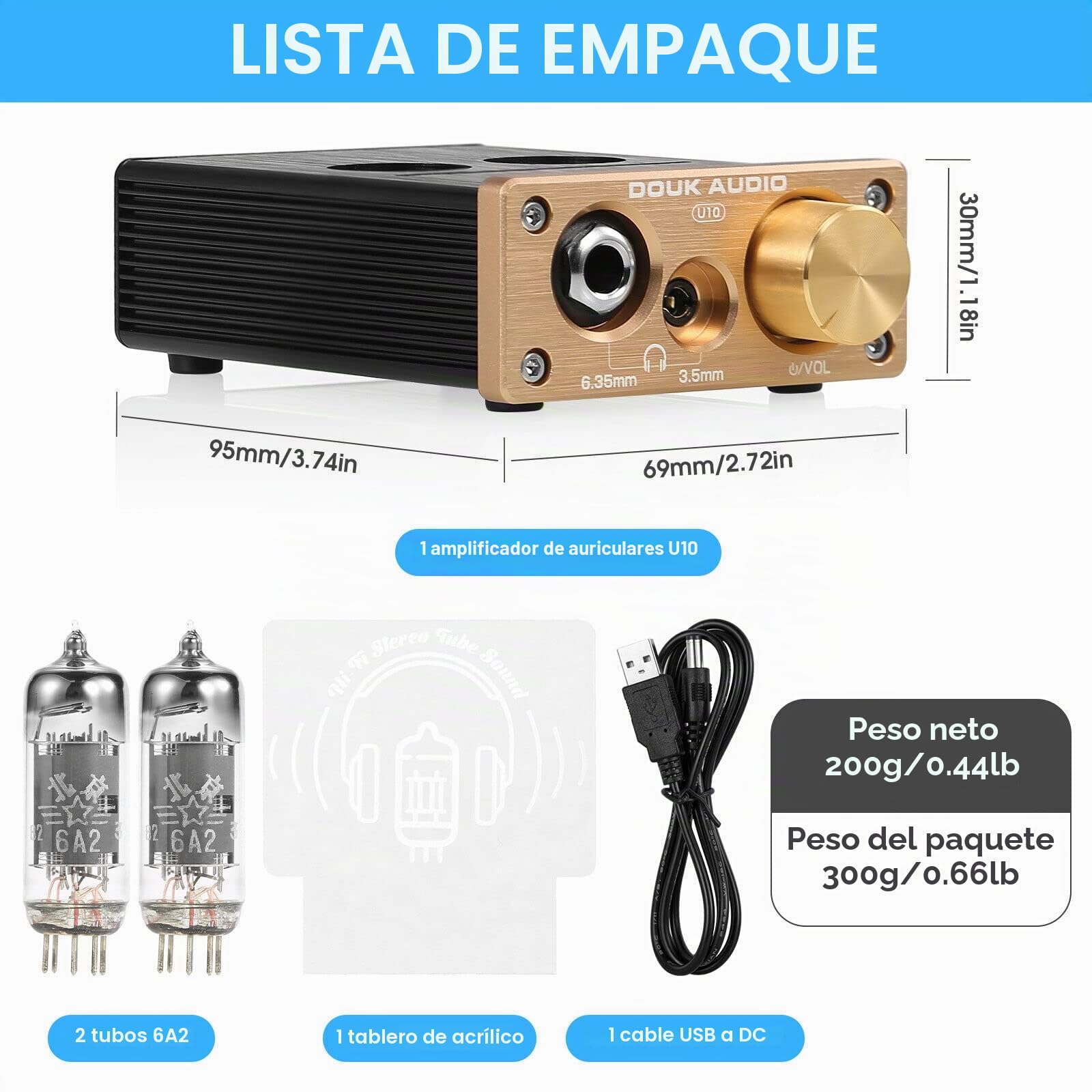 Douk Audio U10 Mini amplificador de auriculares HiFi Tube Headphone Amplifier Stereo preamplificador para altavoz doméstico