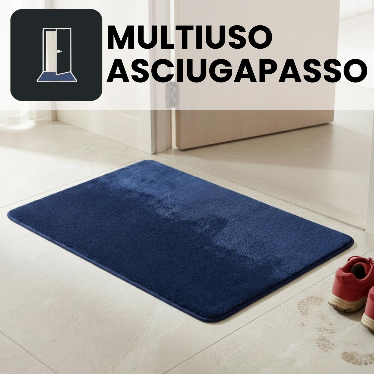 parpyon Tappeto Bagno Antiscivolo Linosa I asciugapasso Ingresso Tappeto Magico in Microfibra I Lavabile in Lavatrice Tappetino Bagno Doccia I tappeti Moderni (55X100, Blu)