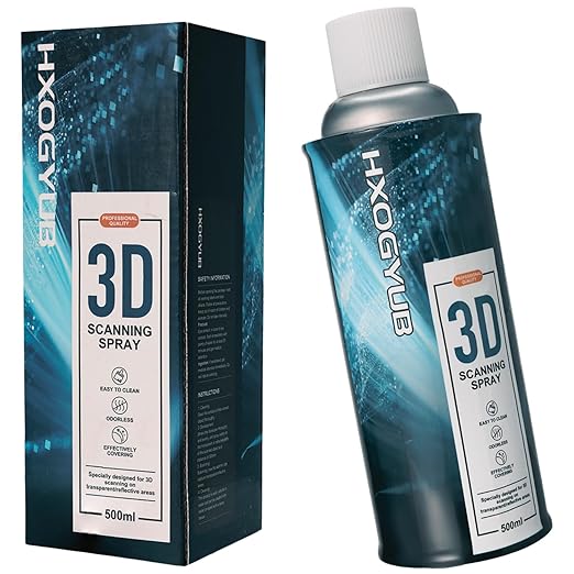 3D Scanning Spray for 3D Scanners, Professional for All 3D Scanner, Safety Material, High Reflectivity, Easy to Clean, for Reflective, Transparent or Highly Textured Surfaces, 500ML