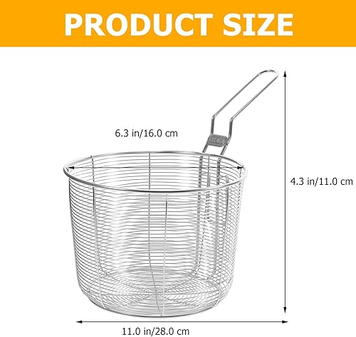 Miniatura 2 de Colador de pasta, colador de pasta, cesta de metal con asa, escurridor de pasta de acero inoxidable, colador de espaguetis, colador de malla de 6.3