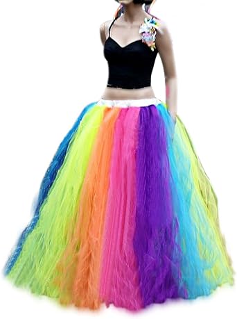 EllieHouse Womens Long Rainbow Tutu Tulle Skirt PC37